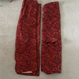 4 Red and Gold Patterned curtains